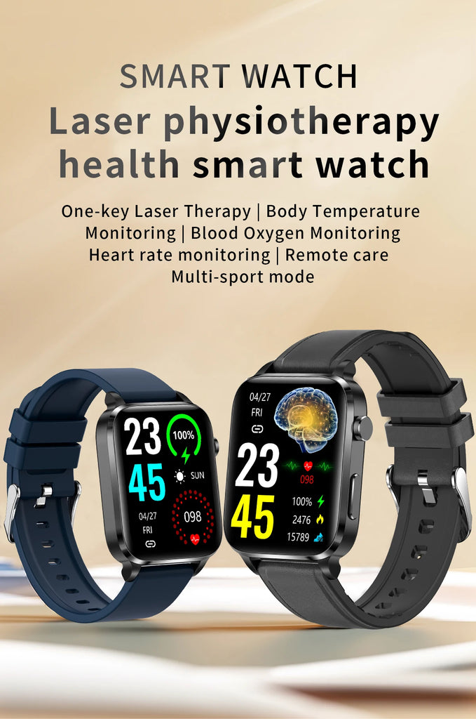 New Laser Assisted Treatment Three High Hyperlipidemia/Hypertension/Hyperglycemia Smart Watch Body Temperature Heart Rate Breathing Multi-Sport Mode Health Monitor Watch