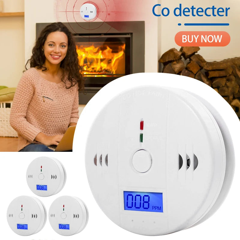 LCD CO Sensor Carbon Monoxide Detector 85dB Sound Independent CO Poisoning Warning Alarm Detector Meter Kitchen Fireplace Indoor