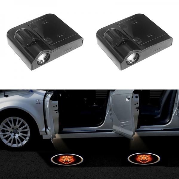 2pcs Universal Wireless Car Door LED Projector Shadow Light Welcome Light Laser Logo Lamps - Black (Pattern Delivery Randomly)