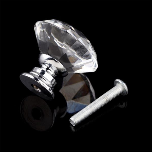 5pcs 30mm Diamond Shape Crystal Glass Drawer Cabinet Knobs Pull Handles for Kitchen Door Wardrobe Hardware Transparent