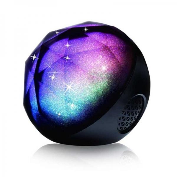 Crystal LED Flash Color Light Ball Wireless Stereo Bluetooth Speaker Black