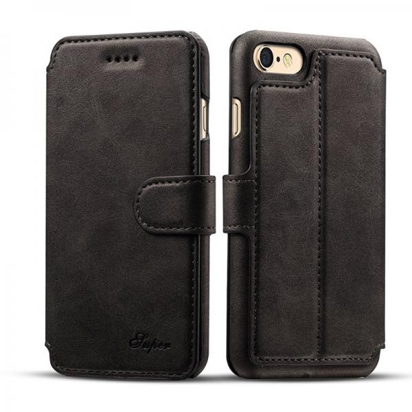 Flip Leather Cover Wallet Back Case w/ Card Cases for iPhone 8/7 Black