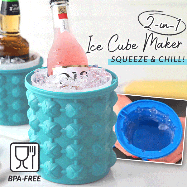 2-in-1 Silicone Ice Cube Maker Creative silicone ice bucket fast ice maker ice tray mold thickened ice cup with lid beer beverage cooling bucket