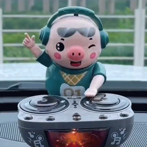 DJ Piggy DJ Robot 30 Songs Music Box with Rechargeable Batteries