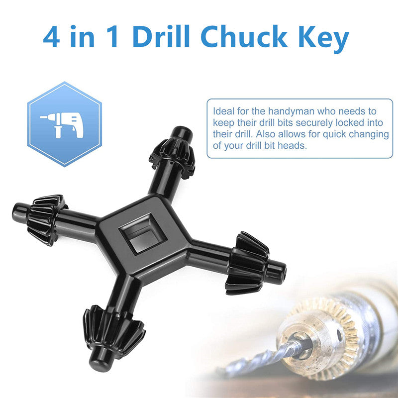 4 In 1 Multi-function Universal Chuck Key Drill Drilling Holder Spanner Ratchet Socket Ring Combination Grip Star Wrench 1/4" 3/8" 1/2" 5/8"