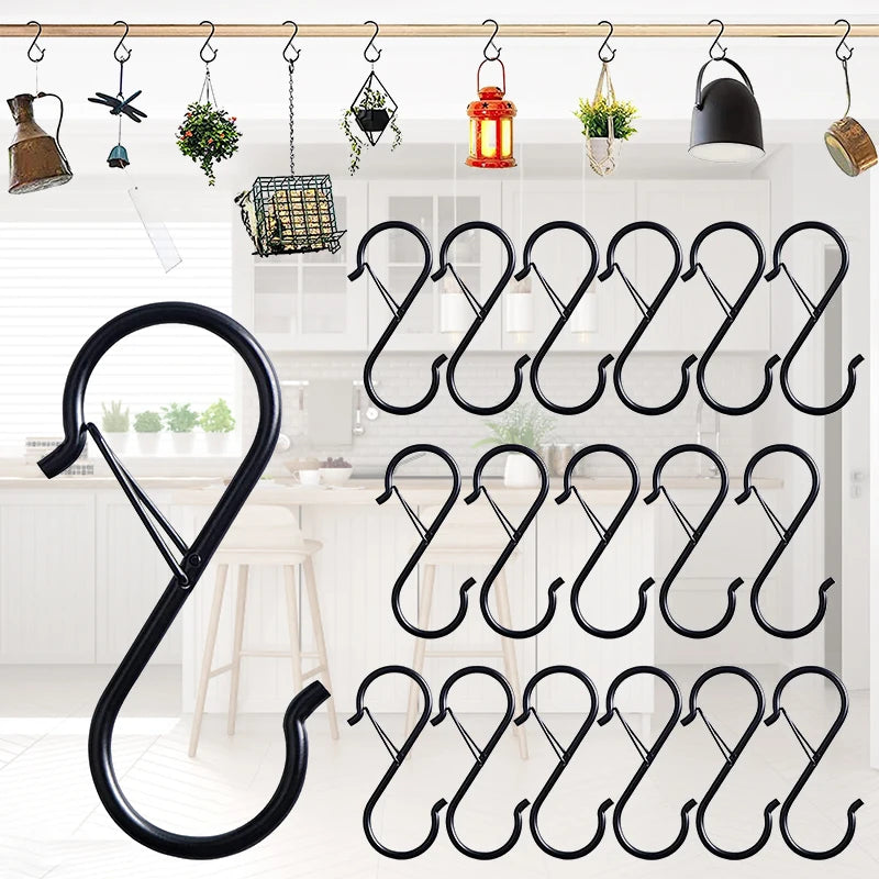 10Pcs Metal Hanging Hooks S Shaped Hanger Hook Hanging Heavy Duty Hooks Clasp For Kitchen Pot Shelf Home Bathroom Storage