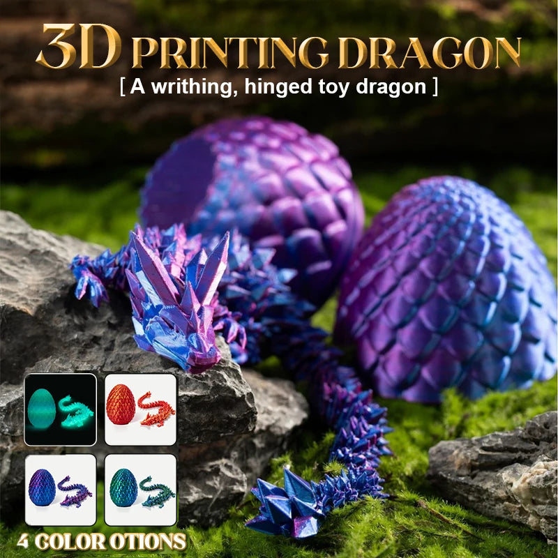 3D Printed Articulated Dragon Crystal Sculpture Dragon Egg For Gift Home Office Decor