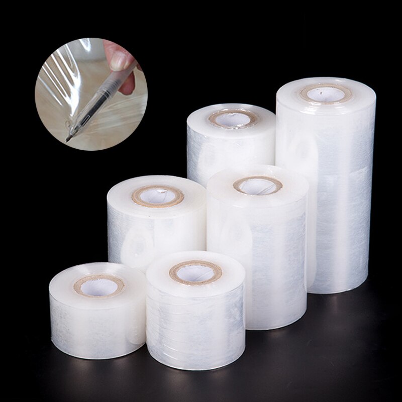 2Pcs 250 Meters Small Stretch Packaging Film Self-adhesive PE 4X Stretch Film Wrapped Packaging Film Leak Proof Transparent and Dustproof