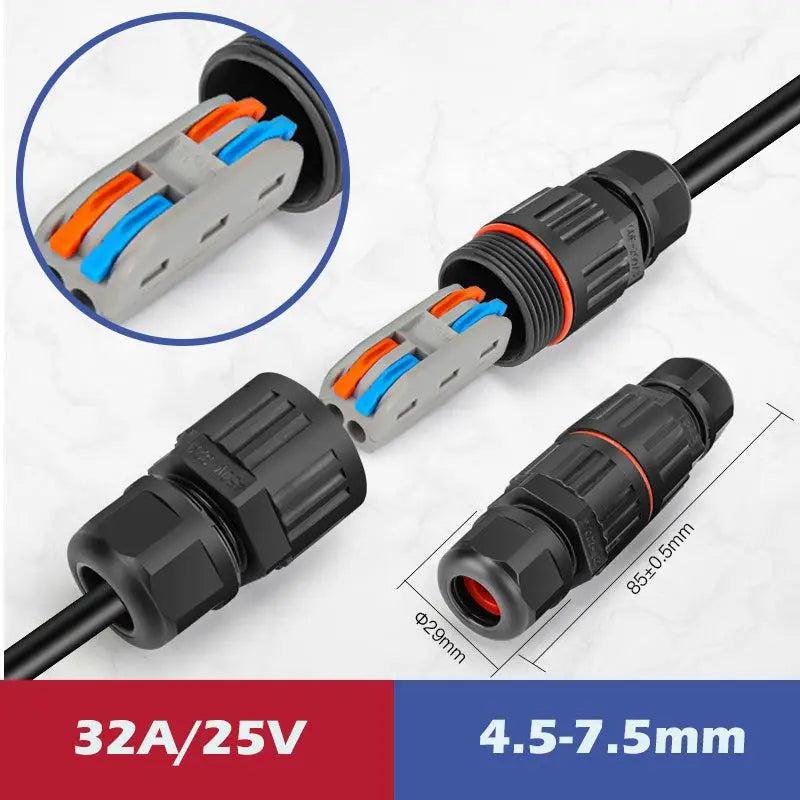 2Pcs Outdoor Waterproof Wire Connector 2/3 Pin Solder Less LED Lamp Wiring Outdoor Rainproof Terminal