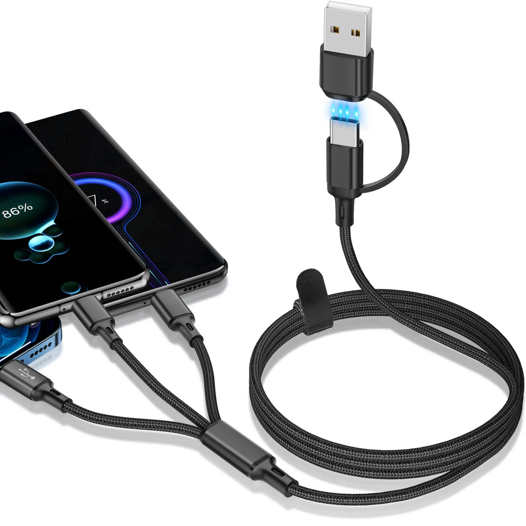 2-in-3 Multi Fast Charging Cable, Support USB-A to Lightning, USB-A to Type-C, USB-A to Micro USB, Type-C to Type-C, Type-C to Lightning,Type-C to Micro USB