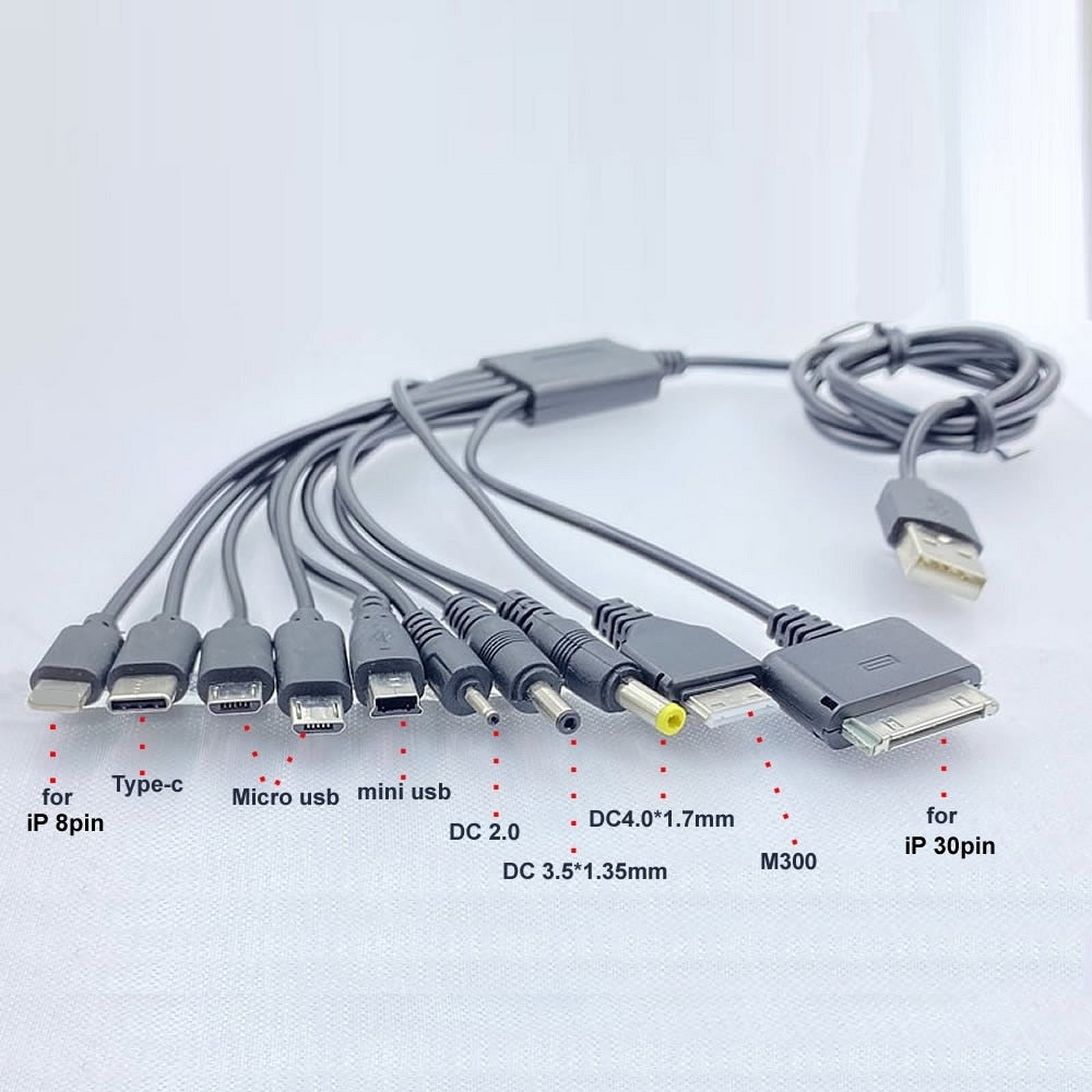 10 in 1 Universal USB Cable Multi Charging Cable Compatible with Multiple Cell Phone Blutooth Earphone Speaker MP3 Player & More