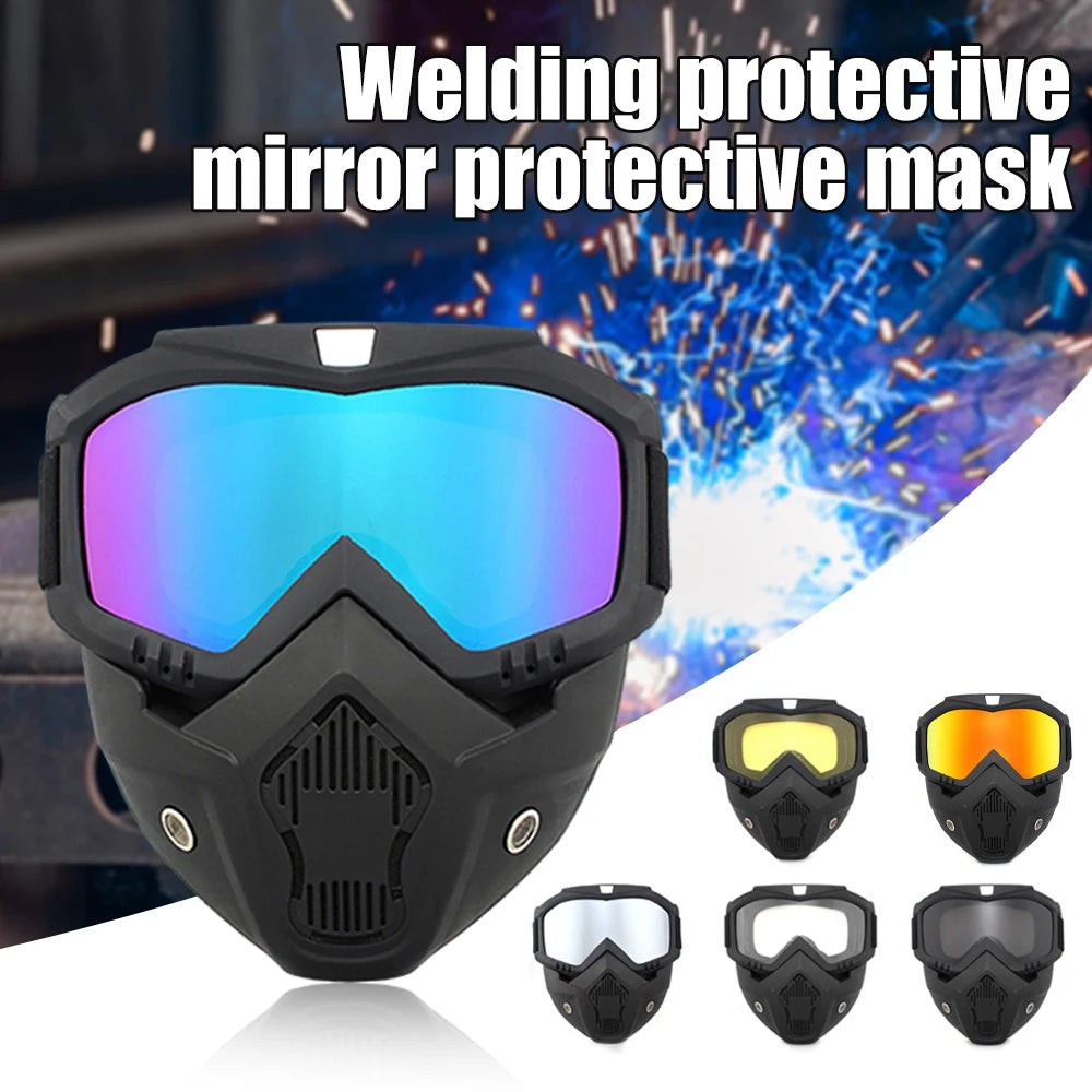 All in One Protector Mask Riding Special Mask For Welding And Cutting（Anti-Glare, Anti-Ultraviolet Radiation, Anti-Dust）Auto Darkening Welding Mask