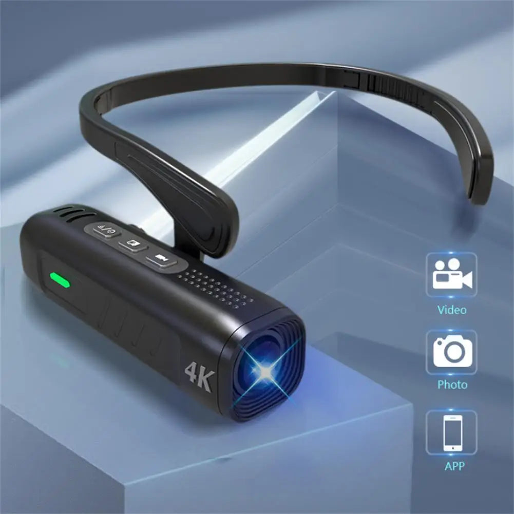 4K Video Camera Wifi Head Mounted Camcorder 2200Mah Battery Wearable Vlogging Camera IP65 Waterproof Sport Camera