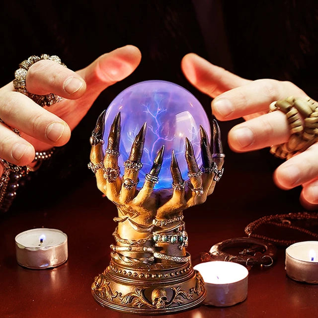 Creative Glowing Crystal Ball Celestial Crystal Ball Deluxe Magic Skull Finger Plasma Ball Spooky Home Decor