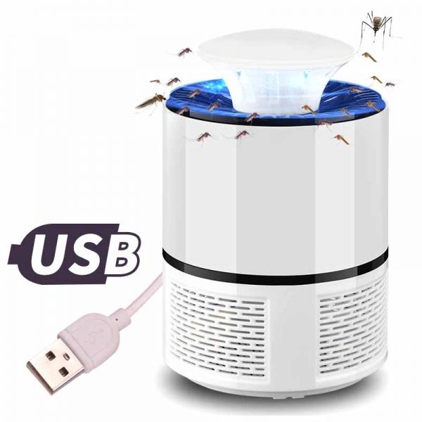 LED Mosquito Killer Lamp USB Powered Bug Zapper - White/Black