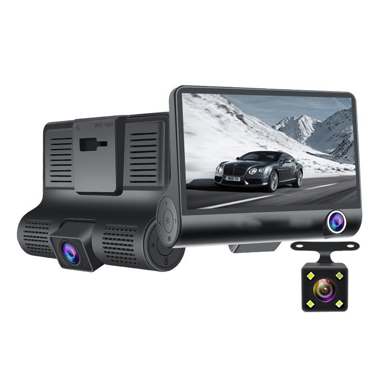 4'' Three Way Car DVR FHD Three Lens Video Recorder Camera 170 Wide Angle Dash Cam G-Sensor And Night vision Camcorder