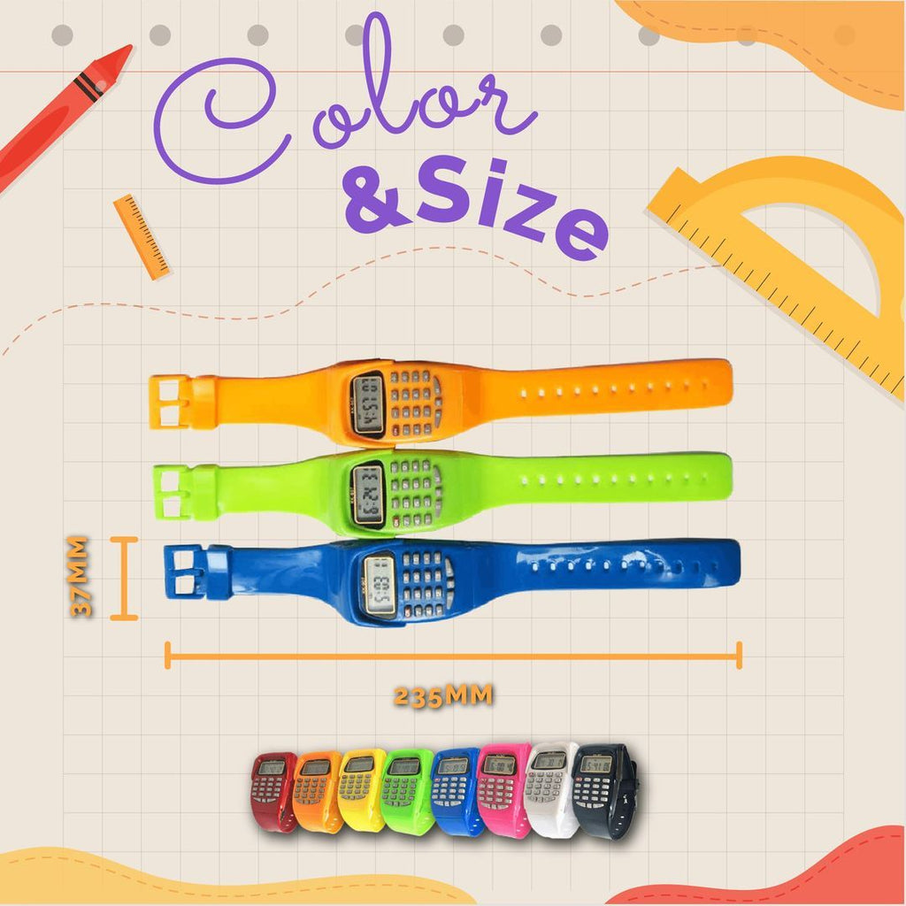 Colorful Digital Calculator With LED Watch Function Casual Silicone Sports For Kids Children Multifunction Calculating