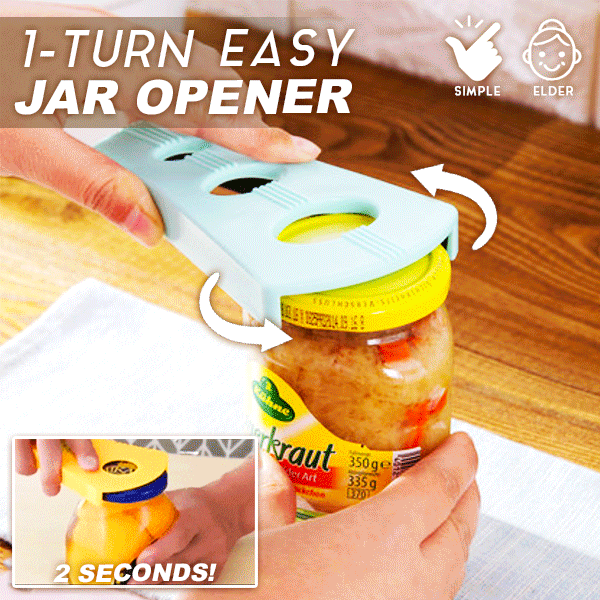 1-Turn Easy Jar Opener Effortless Manual Jar Opener Universal Opener with 3 Adjustable Sizes Bottle Opener Random Color
