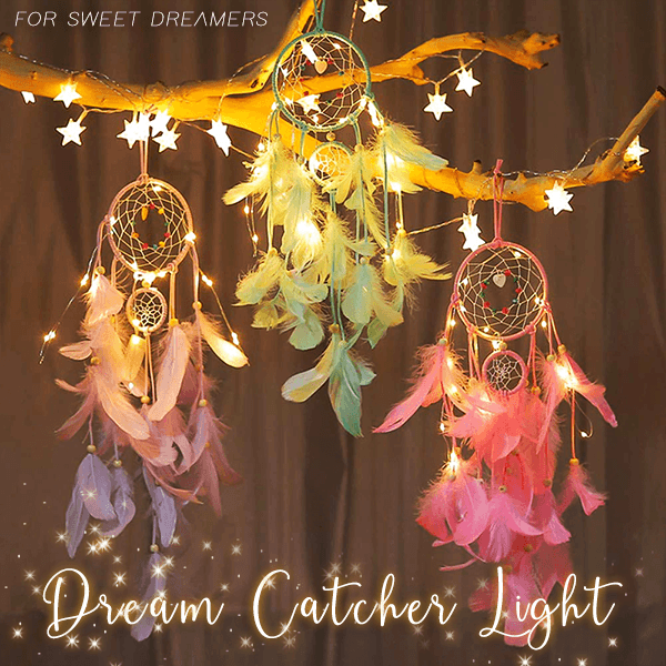 Home wall decor Girl Heart Dream catcher Ornaments Lace Ribbons Feathers Wrapped Lights Room Decor Dreamcatcher Wind Chimes