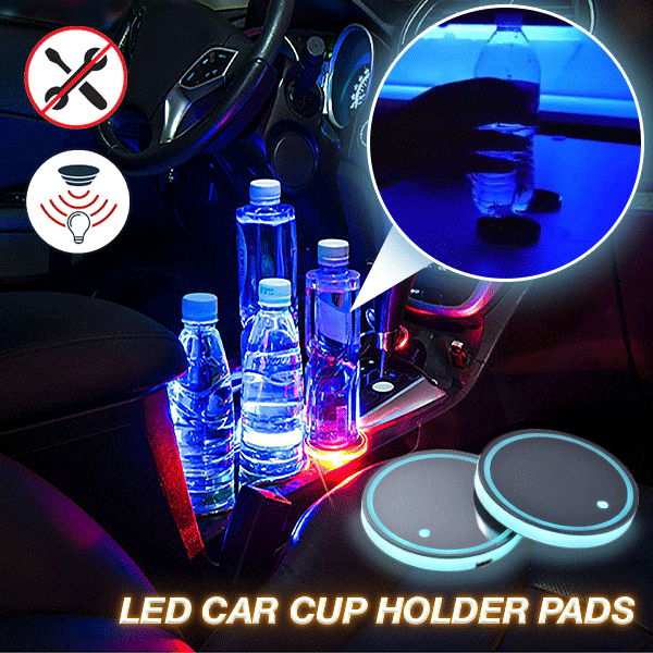 7 Colors Car LED Cup Holder Light Mats Car Coasters Bottle Atmosphere Light Constellation Backlight LED Cup Holder Pads