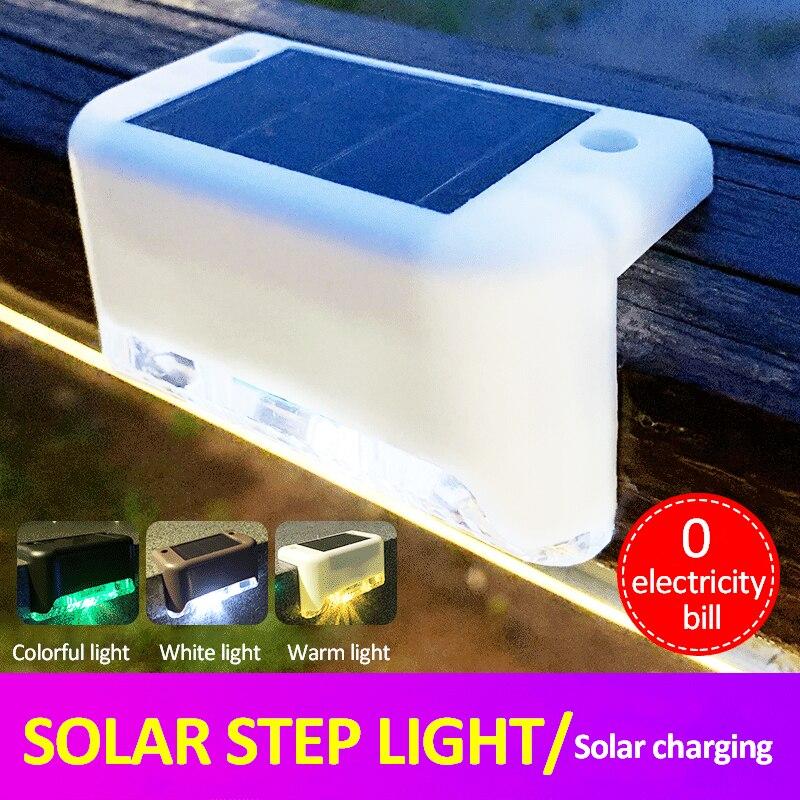 4/6/8pcs Solar Deck Lights Waterproof LED Lamps for Outdoor Pathway Stair Step Fence Energy Saving and Environmental Protection