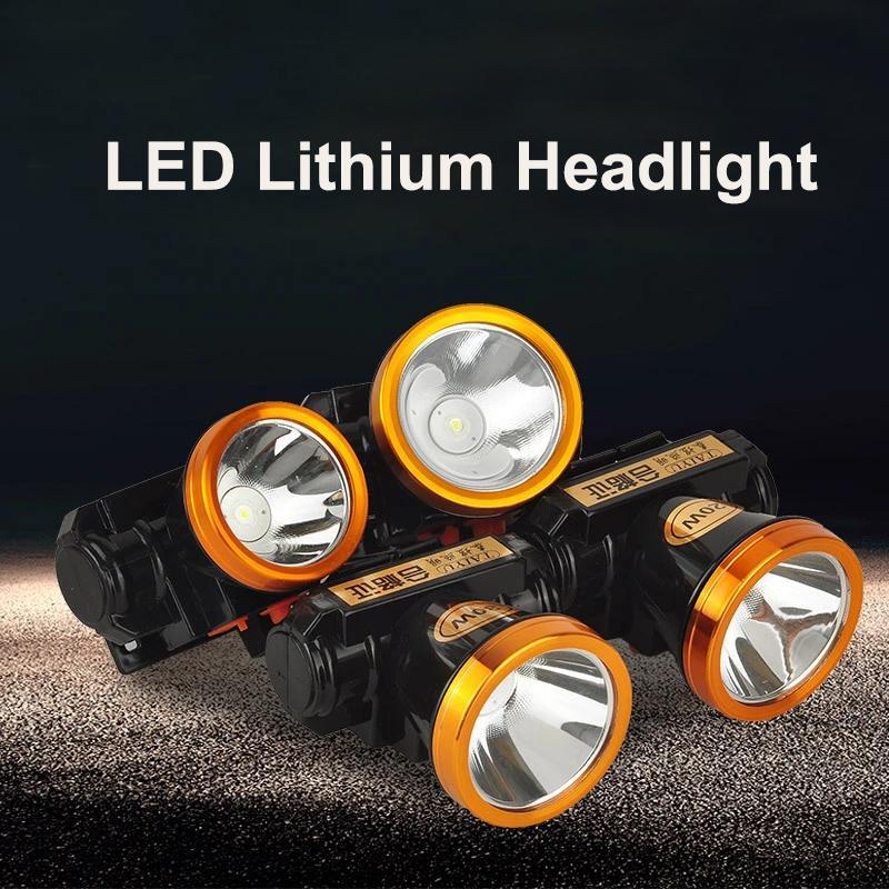 LED Miner'S Lamp Rechargeable Lithium Battery Headlight Strong Light Long-Range Fishing Night Riding Flashlight