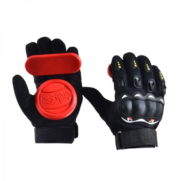 1 Pair Downhill Skateboard Gloves Roller Safety Gear Longboard Slide Gloves for Penny Long Board Red & Black