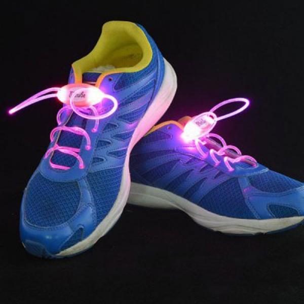 1 Pair LED Flashing Luminous Round Shoelaces Pink - stringsmall