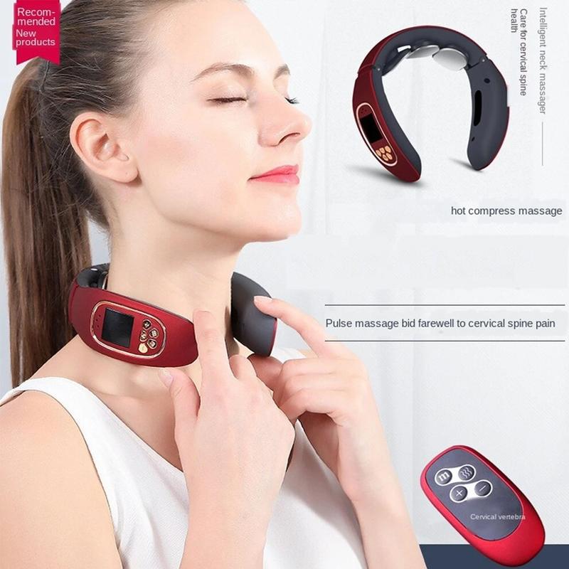 Three-head Massager Charging Intelligent Heating Neck Protector Pulse Physiotherapy Cervical Instrument Neck Shoulder Massager