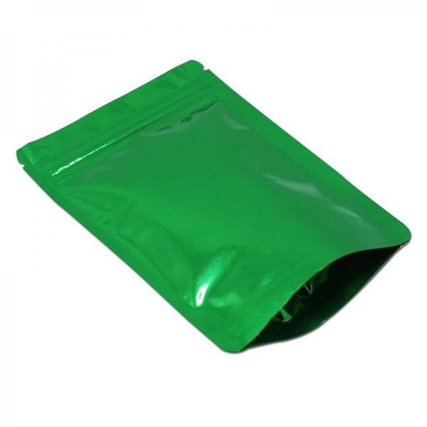 100pcs 6x8cm Stand Up Bag Silver Aluminum Foil Zip Lock Pouch Mylar Food Packaging Resealable - Green