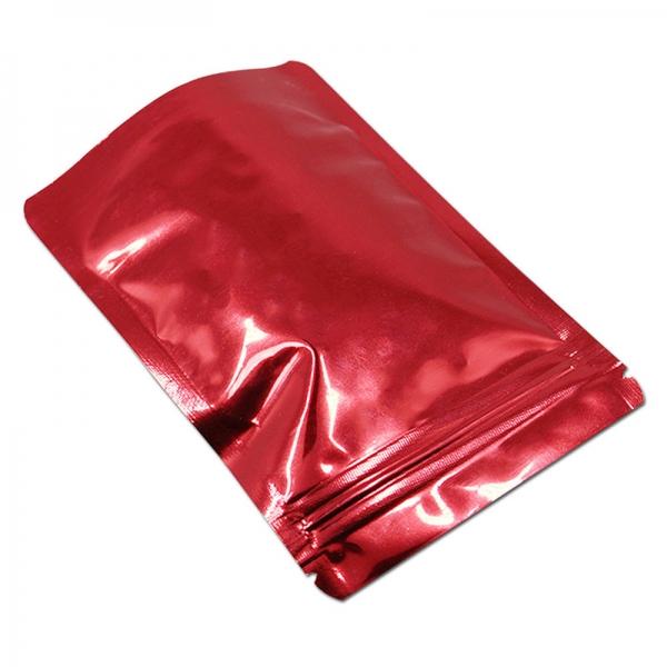100pcs Red Stand Up Bag Silver Aluminum Foil Zip Lock Pouch Mylar Food Packaging Resealable - 7x10cm