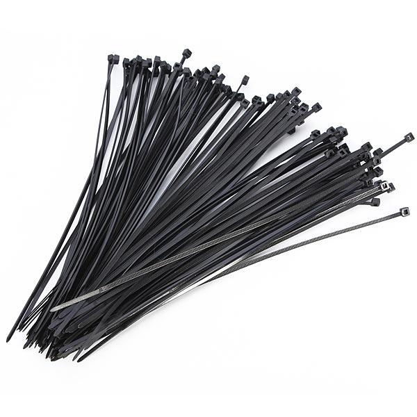 100pcs 3 x 200mm Plastic Nylon Cable Ties Zip Wire Wrap Straps Black