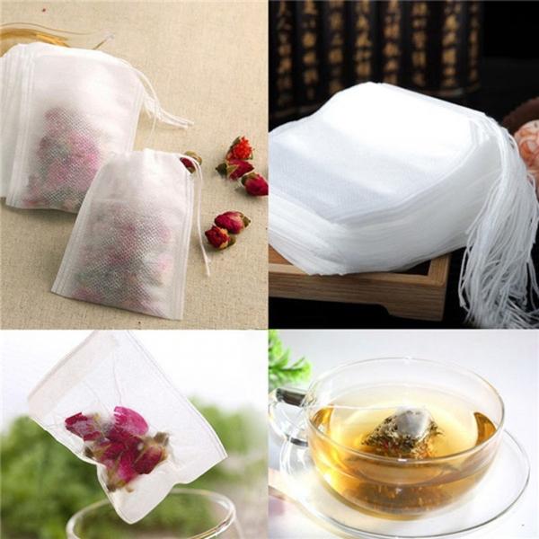 Teabags 100Pcs 7 x 9cm Empty Tea Bags w/ String Heal Seal Filter Paper for Loose Leaf Tea Coffee Herb Spice