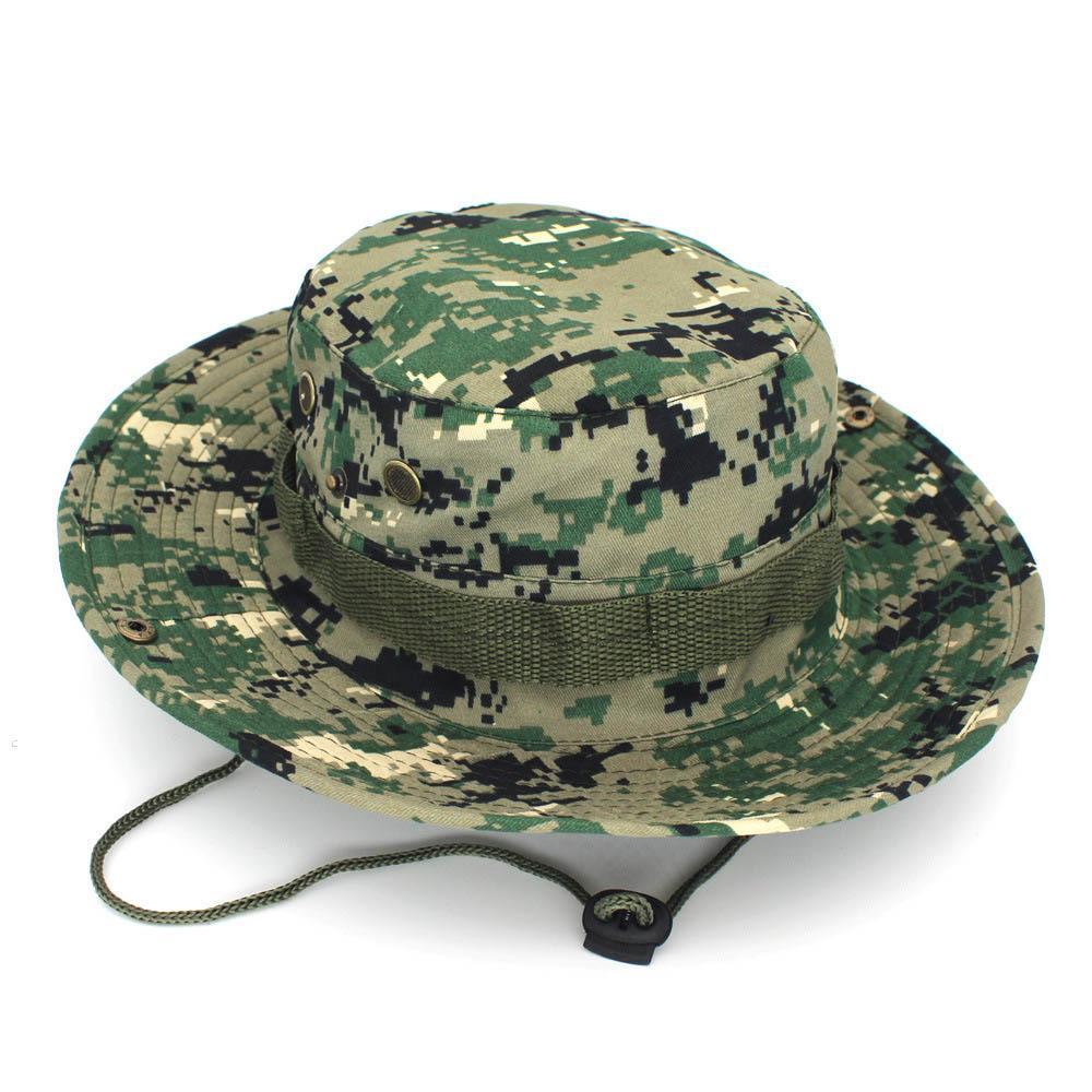 Outdoor Hiking Tactical Combat Camo Fishing Cap Bucket Cap ACU Camouflage