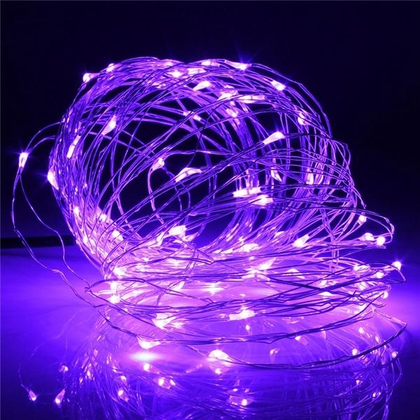 10M 100 LED Solar Powered Copper Wire String Fairy Light - Purple