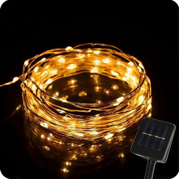 10M 100-LED Solar Powered Copper Wire Ambiance String Light Christmas Tree Decor Warm White