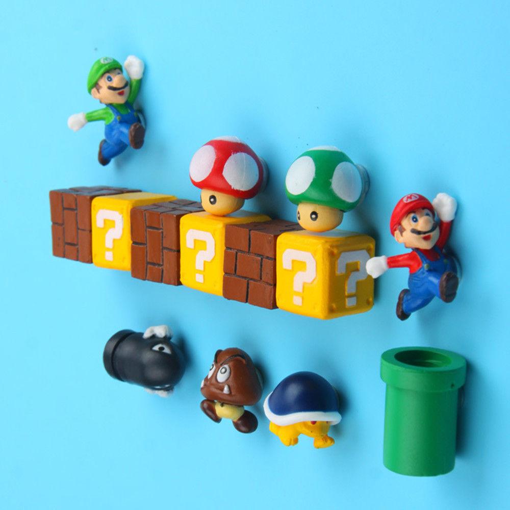 10pcs 3D Super Mario Bros Fridge Magnets Refrigerator Magnet Message Sticker Adult Man Girl Boy Kids Children Toy Birthday Gift