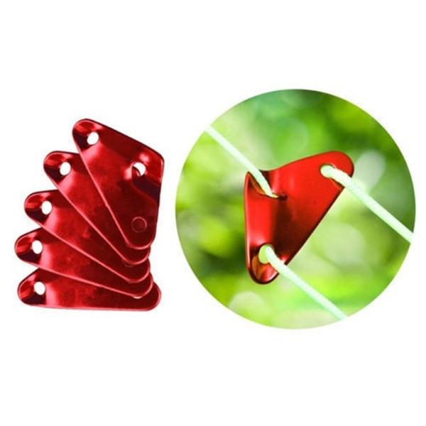 10pcs New Triangle Aluminum Alloy Adjustable Lock Tent Wind Rope Buckles Red