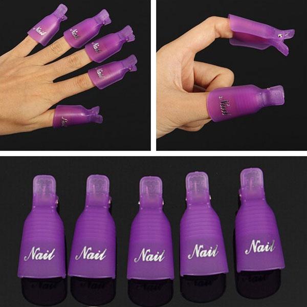 10pcs Professional Cute UV Nail Polish Remover Caps Clips White & Purple