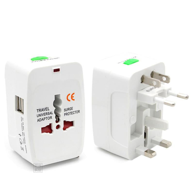 110-250V 10A Travel Universal Power Charger Plug Adapter US/EU/UK/AU Plug with USB Port White