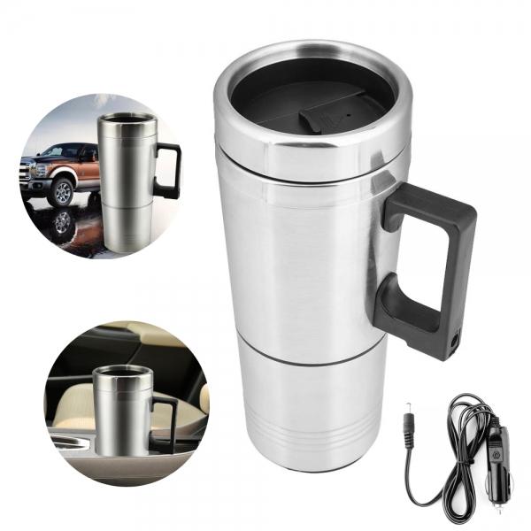 12V 100W 450ml Portable Travel Car Electric Kettle Stainless Steel  Car Fast Boiling Heating Mug Cup for Water Tea Coffee Milk