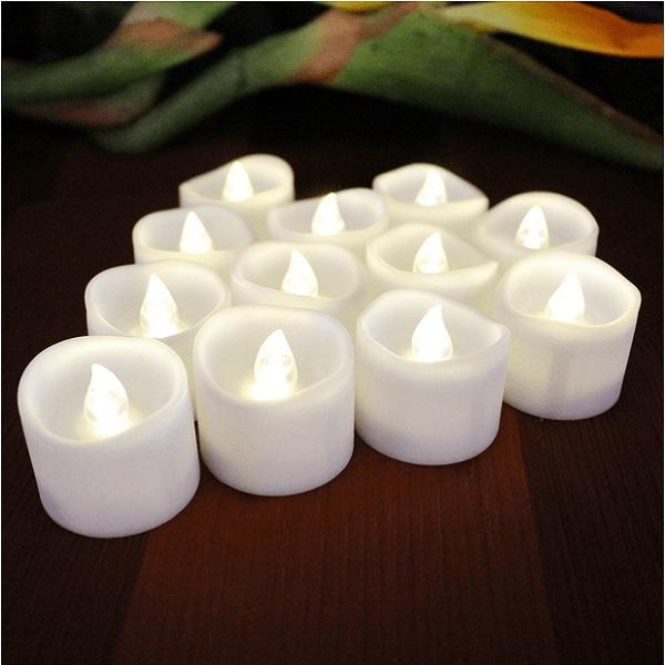 12pcs Realistic and Bright Flickering Bulb Battery Operated Flameless LED Tea Light Electric Fake Candle Light