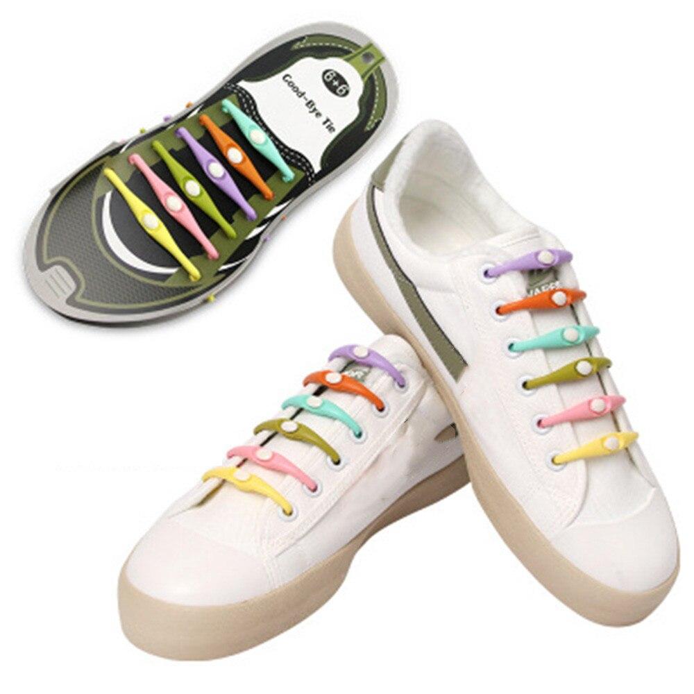 12pcs/lot Silicone Shoelaces Round Elastic Shoe Laces Special No Tie Shoelace for Men Women Lacing Rubber Zapatillas For Sneaker