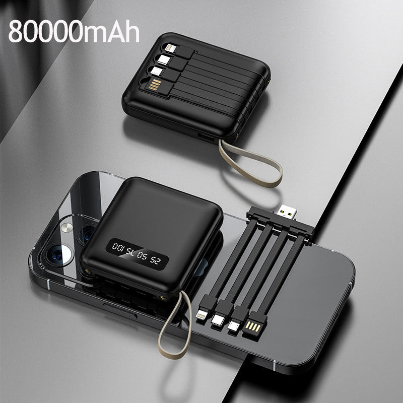 80000mah Mini Power Bank for Apple Samsung Android phone with charging cable comes with 2 LED lighting Fast Charge