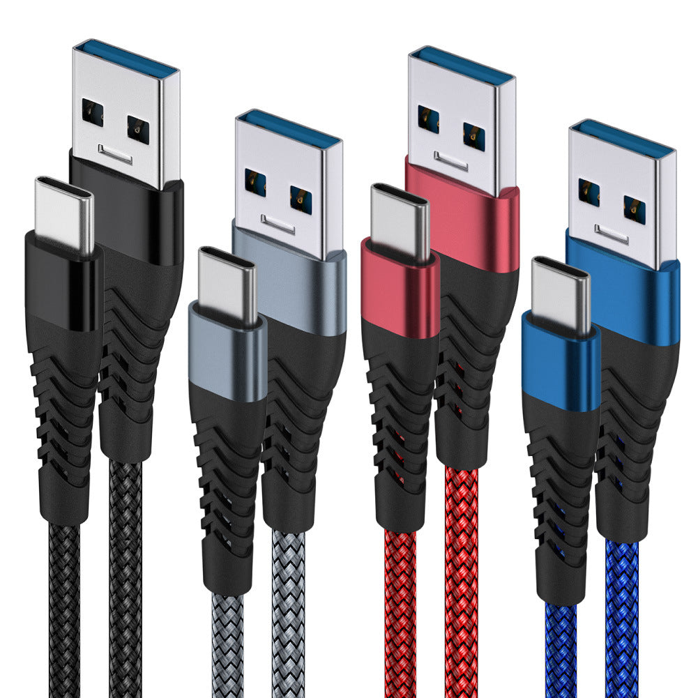 3m/2m/1m  Phone Charging Data Cable fish wire braided 3A fast charging cable suitable for Apple Android Type-c phones