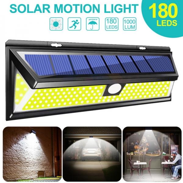 180 LED 4400mAh 1000LM COB Light Source Waterproof Solar Power Motion Sensor Garden Outdoor Wall Light