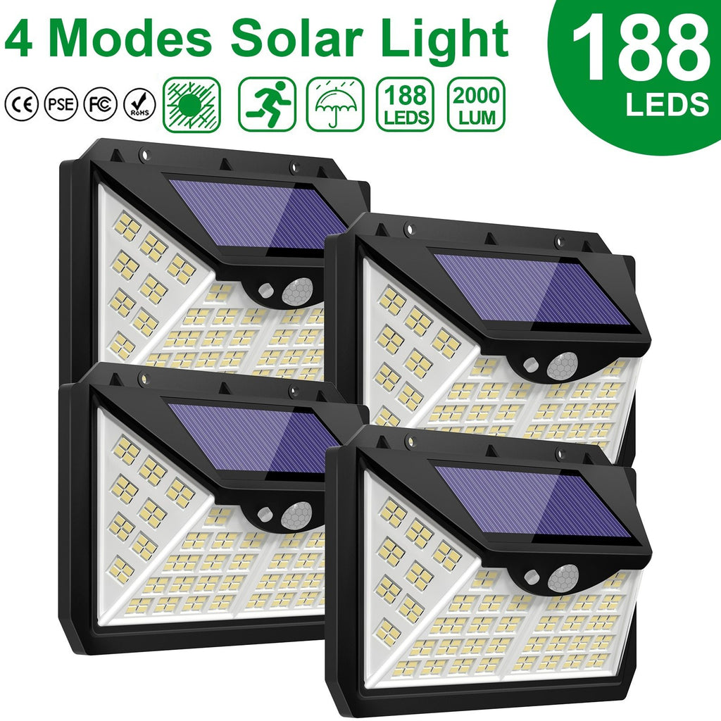 188 LED Solar Light Outdoor 4Modes Solar Lamp Powered Sunlight Waterproof  Motion Sensor Light for Garden Patio  Luces Solares