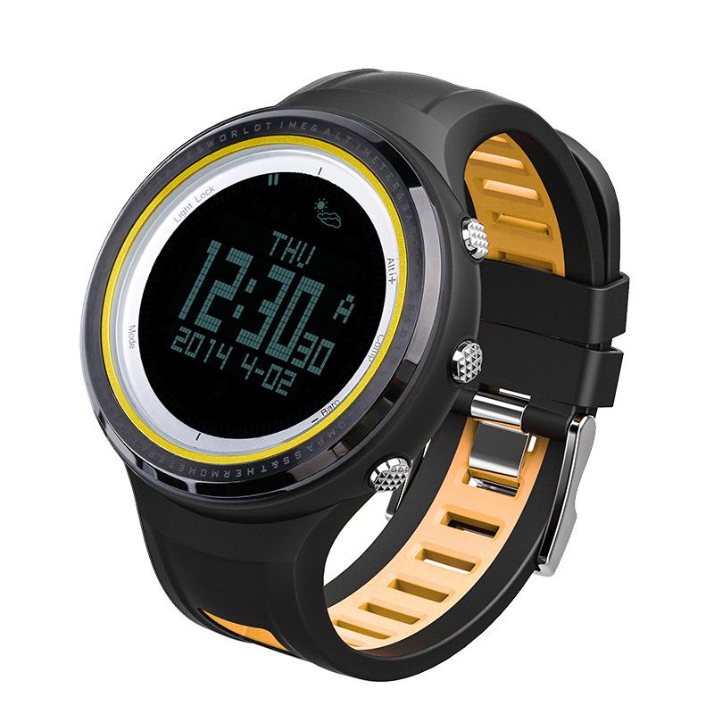 SUNROAD 5ATM Waterproof Digital Sports Watch with Altimeter Barometer Compass Pedometer Thermometer Yellow Black & Black Edge