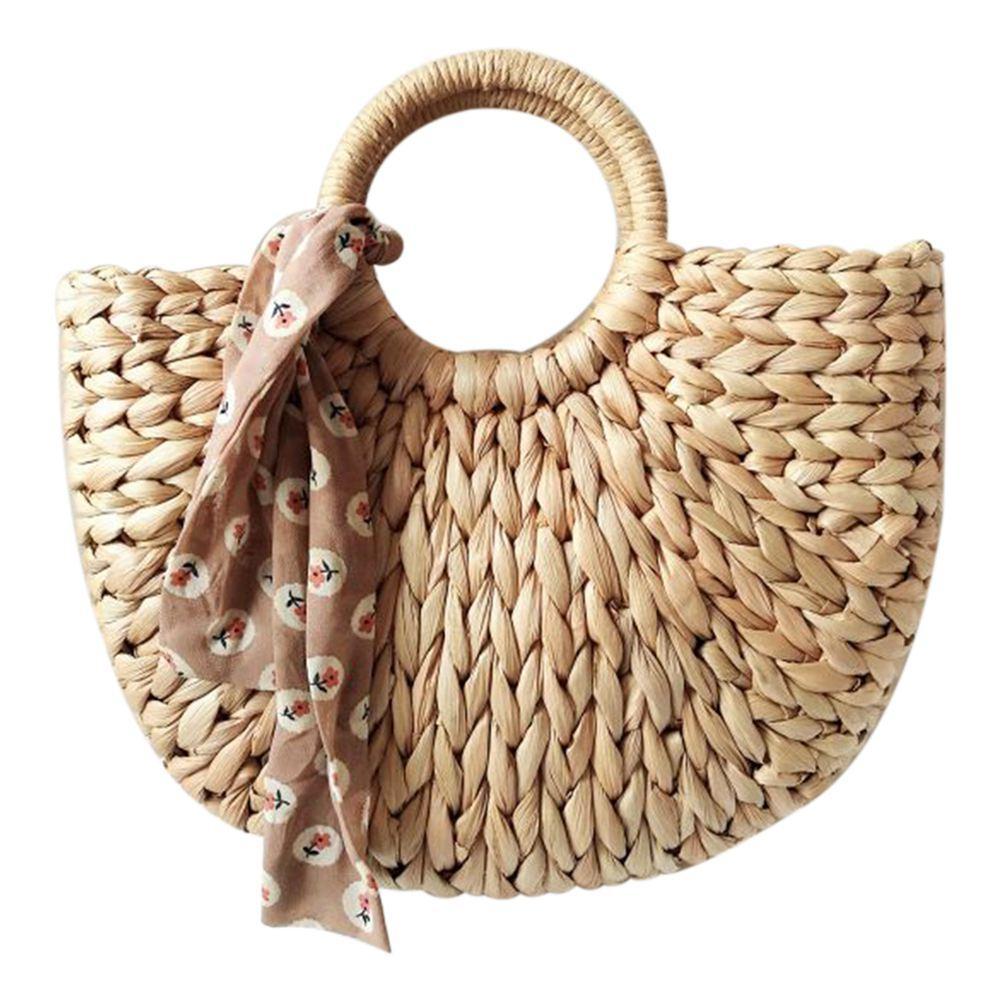 Handmade Fashion Moon Shaped Women's Summer Straw Bag (without Ribbon) - stringsmall