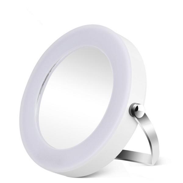 Portable Round Shape Magnification Makeup Mirror LED 360-degree Angle White